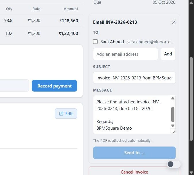 Email invoice